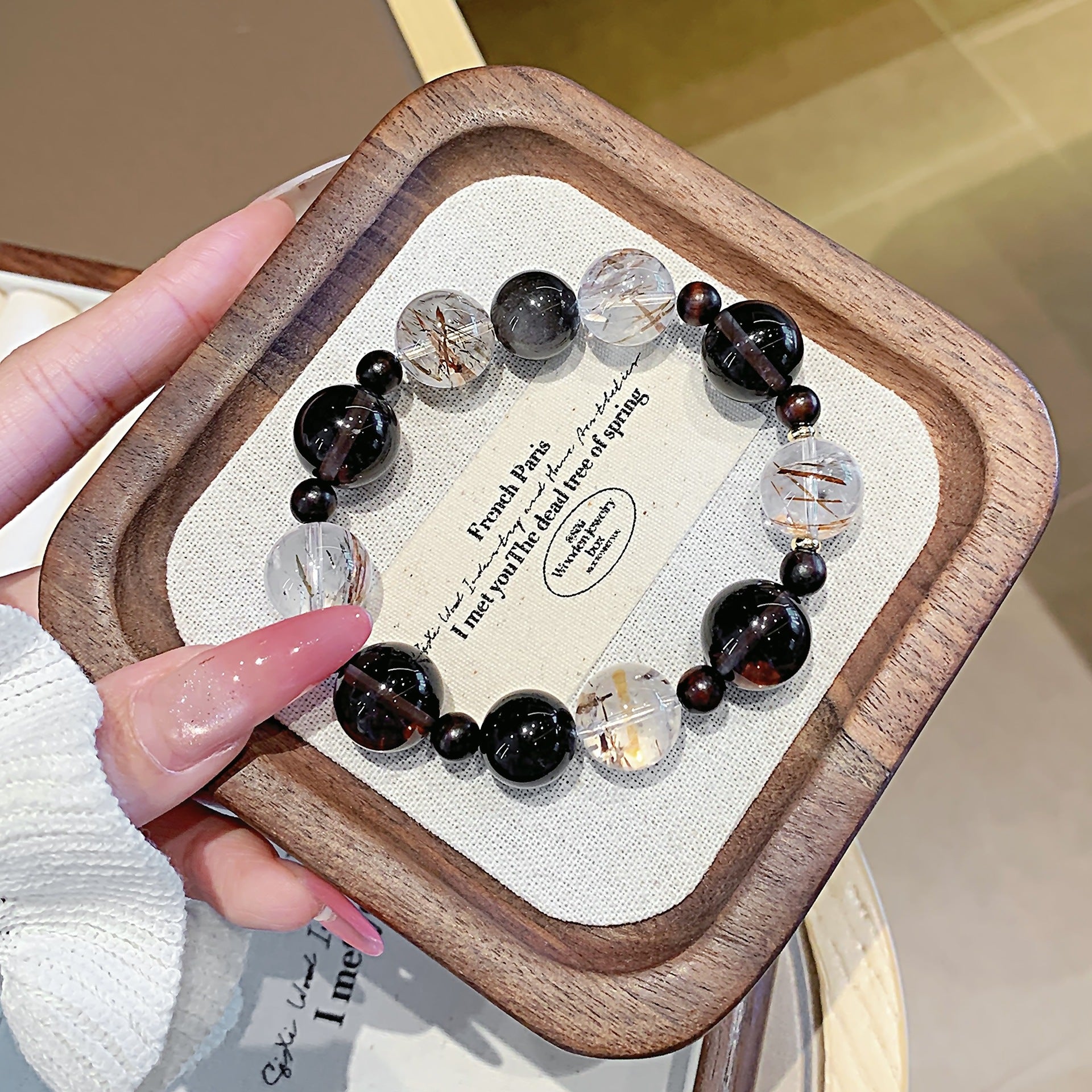 Natural Crystal Bracelet Cross-border Hot-Selling Original Niche Design Crystal Chain Natural Black Gold Super Seven Crystal Bracelet