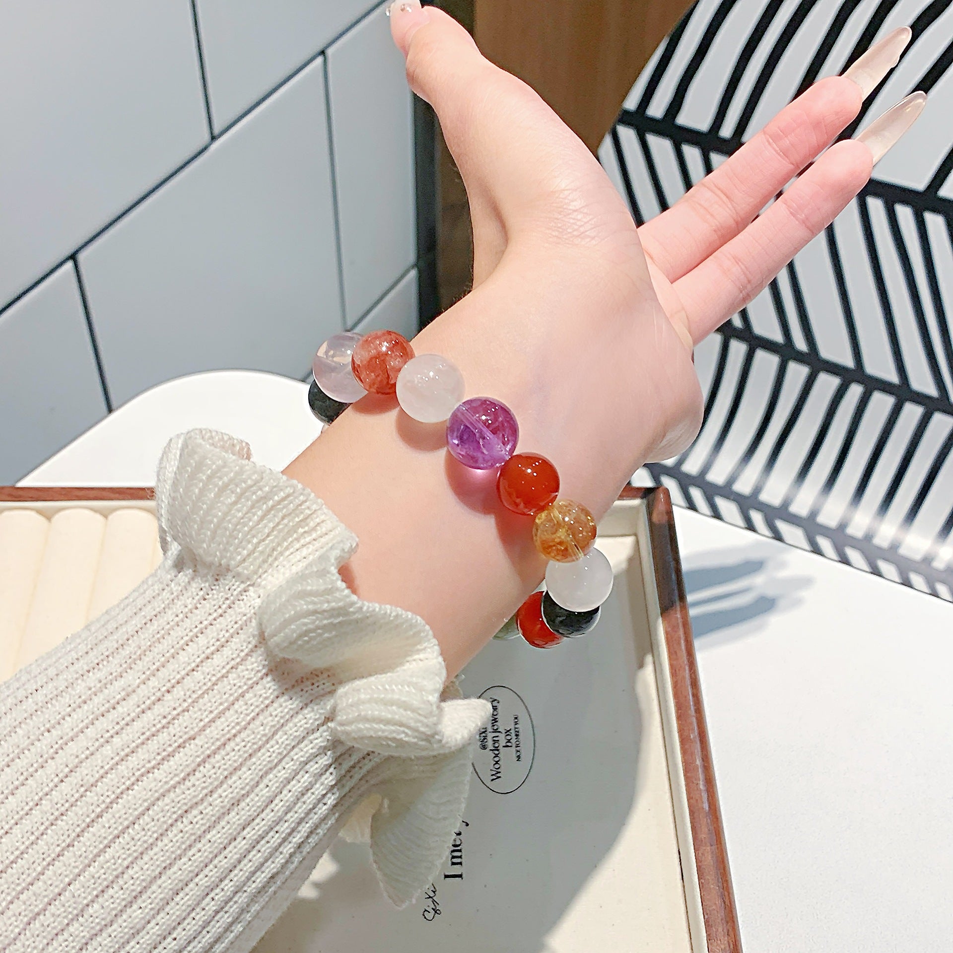 Natural Rose Quartz Crystal Bracelet Natural Crystal Bracelet Hot-Selling Jewelry Wholesale Original Design High-End Bracelet