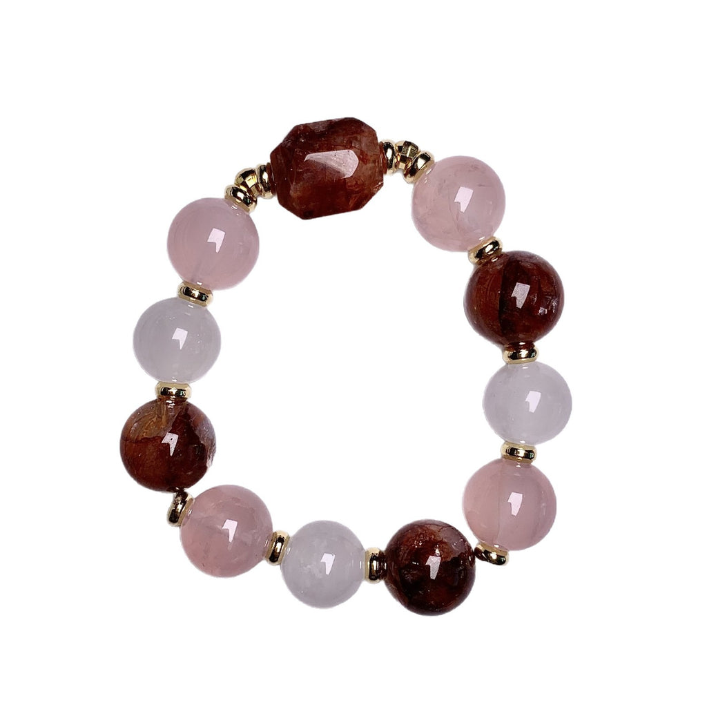 Red Gum Flower Crystal Bracelet diy Natural Crystal Popular Bracelet Accessories Fortune-Attracting Design High-End Crystal Beads