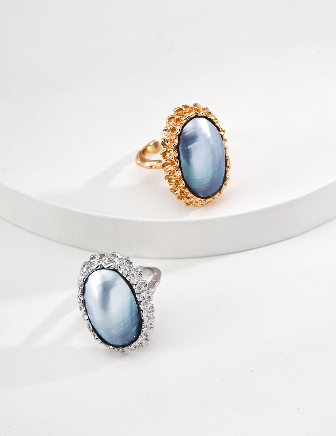 Hand-carved series - S925 silver vintage Mabe necklace