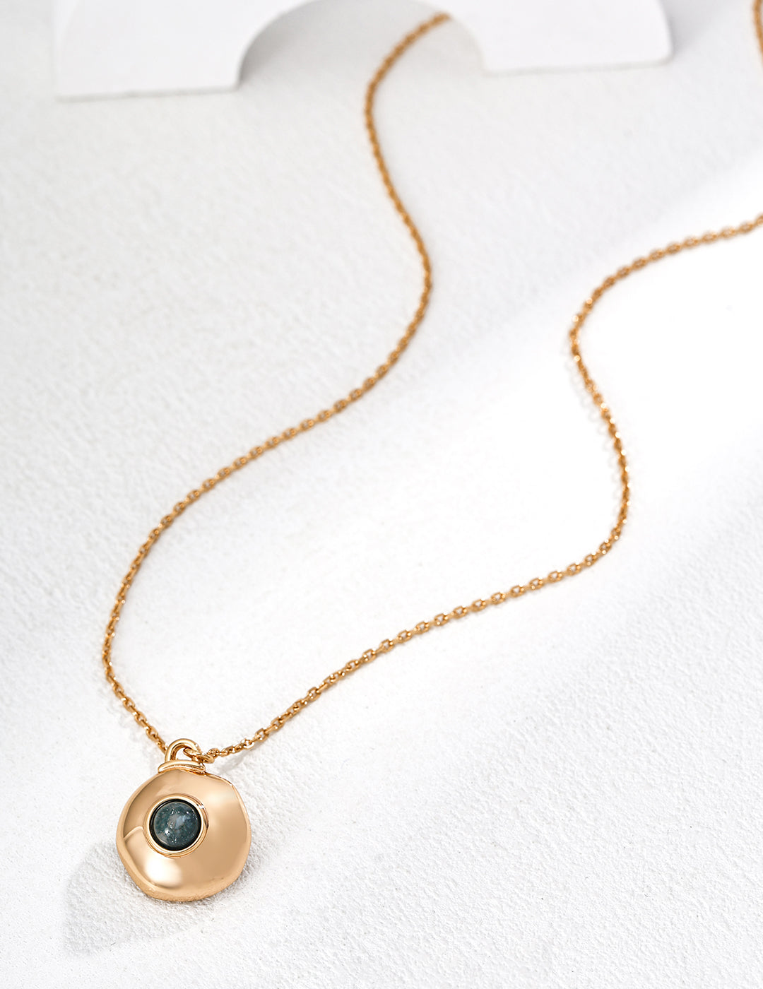 S925 Sterling Silver Moss Agate Long Sweater Necklace Pendant