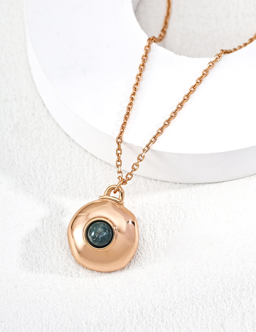 S925 Sterling Silver Moss Agate Long Sweater Necklace Pendant